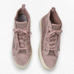 1.State Blush Pink Suede Perforated High Top Dulcia Sneakers Size 8 Casual Chic